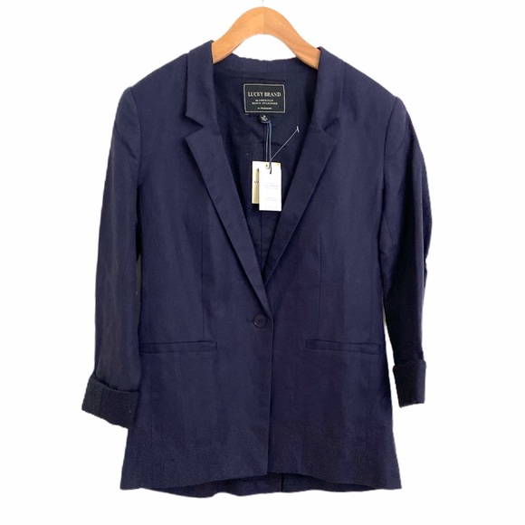 NWT LUCKY BRAND Lined Linen Blazer - Picture 2 of 7